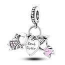 Silver Plated Boy Girl Couple Lovers Beads Charms Zirconium Dangle Fit Original Pandora Bracelet Necklace Jewelry Women