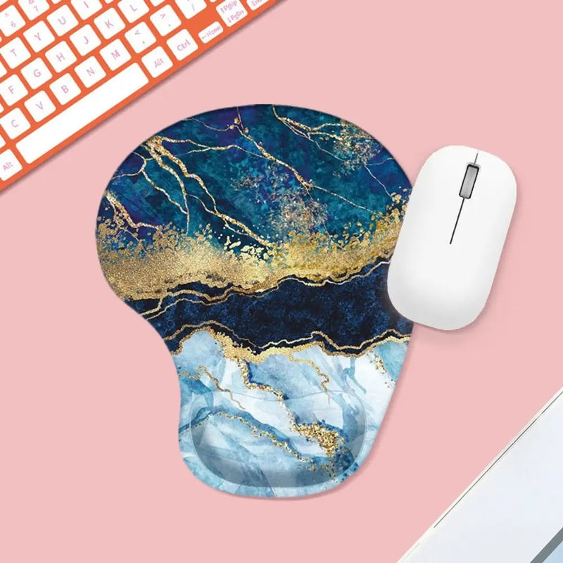 Marbled Texture Wrist Rest Mouse Pad Ergonomic Non Slip Hand Support Mouse Mat Comfortable Oil Painting Gaming Mousepad