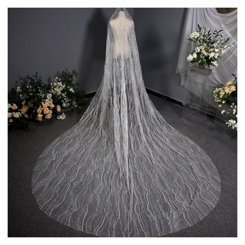 Korean Wedding Dress Pure White Long Luxury Large Veil Veil Headdress Fairy Long Trailing Bridal Veil