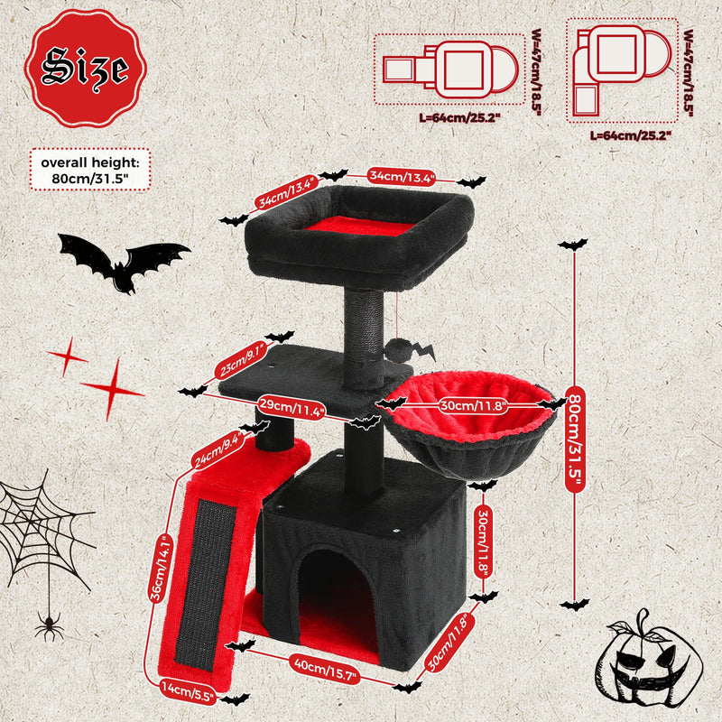 Cat tree Cat Tower for Indoor Cats 2 Styles Cat Activity Tree with Cat Scratching Posts Big Hammock and Removable Top Perch Grey