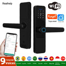 Wifi Smart Door Lock with Handle Keyless Entry Fingerprint Digital Lock Free App Remote Control Door 35-120mm