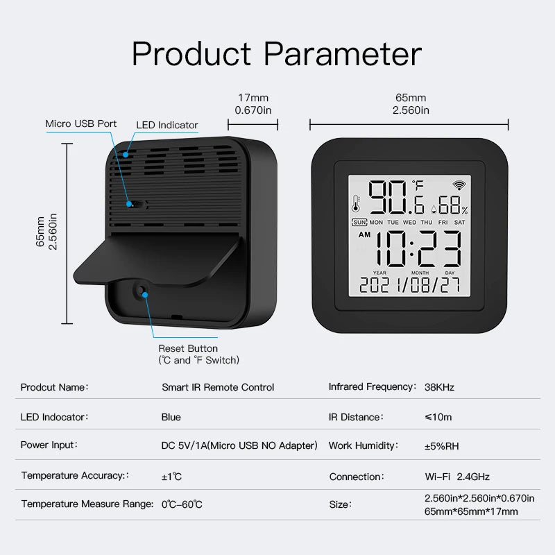 MOES WiFi Tuya Smart IR Remote Control Temperature and Humidity Sensor for Air Conditioner TV AC Works with Alexa Google Home