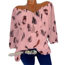 Fashion Women's Blouses Summer Tops Casual Blouse White Loose Feather Print V Neck Half Sleeve Shirts Blusas 5XL Plus Large Size