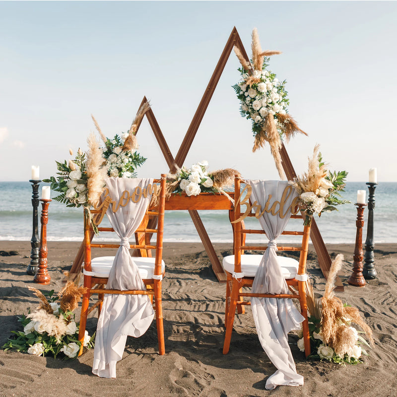 2 Pack Wooden Wedding Arch Stand Triangle Arbor Frame Backdrop Balloon Archway Stand