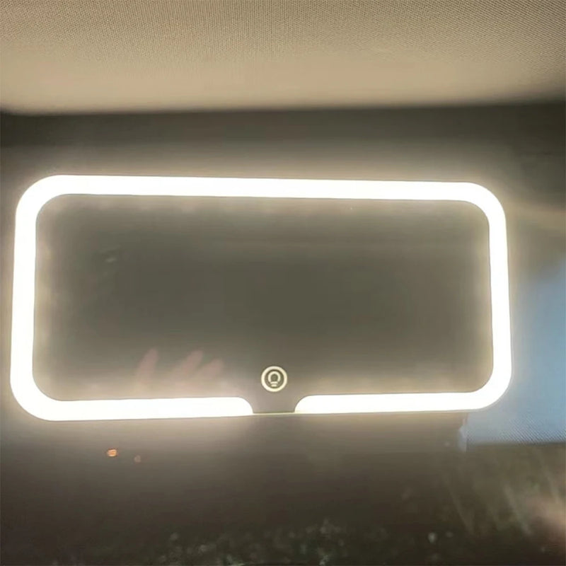 3 Led Light Modes Stepless Dimming Visor Makeup Mirror Rechargeable Touch Sensor Cosmetic Mirror Large Screen Car Vanity Mirror
