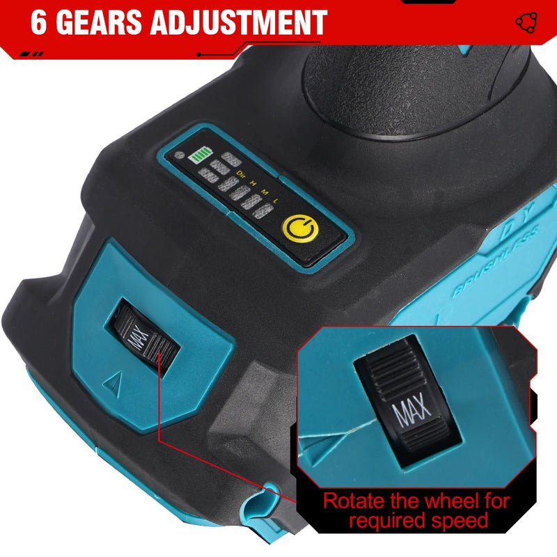 ONEVAN 5 Inch 125mm Brushless Electric Angle Grinder 6 Speed Cordless Polisher Multifunction Power Tools For Makita Battery Pin