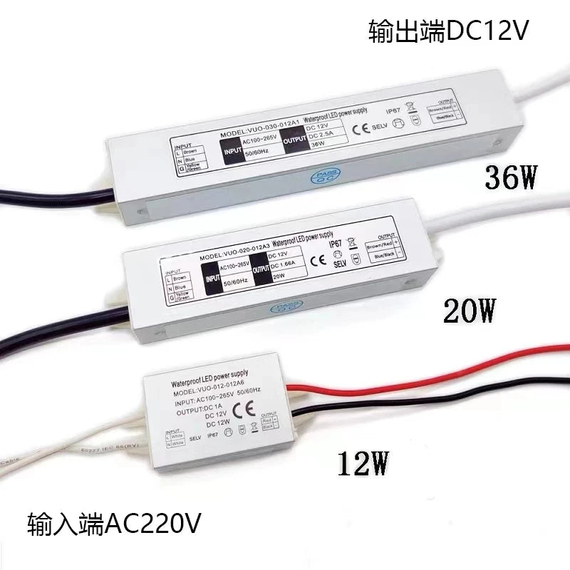 12W 20W 36W 60W 100W 200W 220V to 12V Driver for leds spot Transformer Power Supply Waterproof IP67