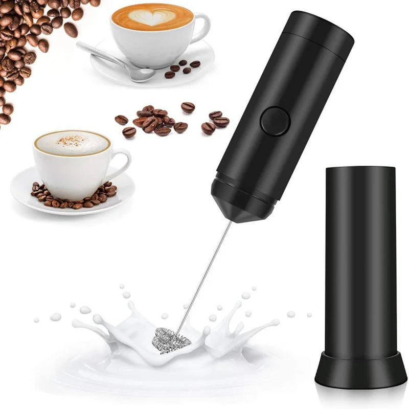 Electric Milk Frother Multifunction Powerful Double Spring Eggbeater Household Milk Mixer Coffee Latte Cappuccino Kitchen Tool