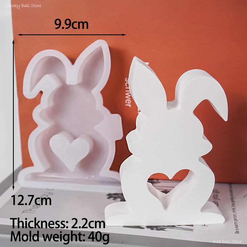 Love Rabit Silicone Candle Mold DIY Easter Heart Bunny Ornament Craft Gift Making Molds Soap Plaster Resin Home Decor Tools
