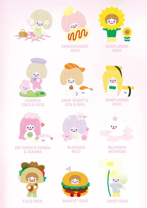 F.UN RiCO Happy Picnic Together Series Blind Box Spring Go Picnic Kawaii Action Figures Mystery Christmas Gift Kid Toy