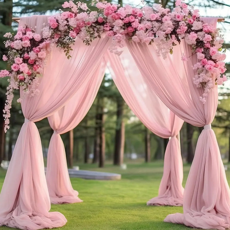 Pink Chiffon Wedding Arch Draping Fabric 300*75CM Sheer Backdrop Curtain for Wedding Ceremony Party Ceiling Home Decor