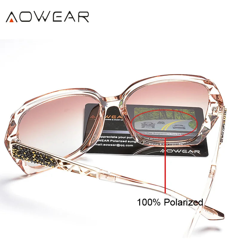 AOWEAR Vintage Pink Mirror Sunglasses Women Polarized Square Gradient Sun Glasses for Ladies Clear Oversized Lunette De Soleil