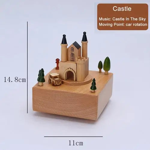 Elegant Wooden Music Box Castle Carousel Musical Box Birthday Christmas Gift For Girlfriend Boyfriend Music Sound Box Present