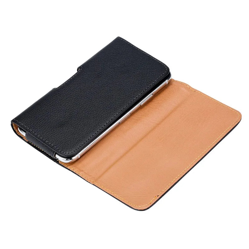 Flip Leather Phone Bag for iPhone 14 13 pro Samsung S23 22 Xiaomi Huawei P40 50 Belt Clip Men Holster Bag Case Mobile Phone Bag