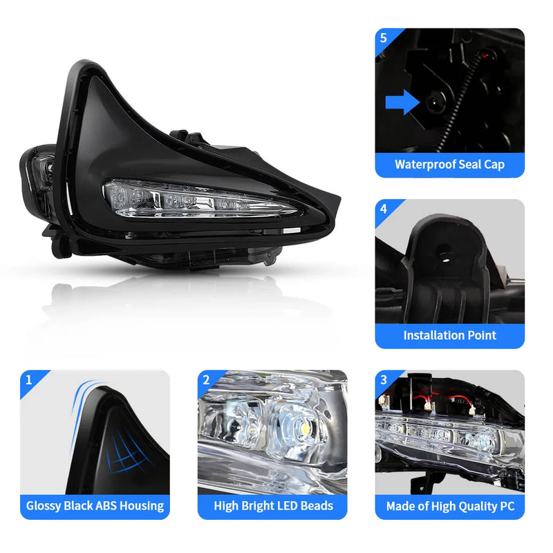 LED DRL Fog Lamp For Toyota Corolla LE/XLE 2017 2018 2019 Daytime Running Lights Bumper Driving Ry Wires Switch Wateproof