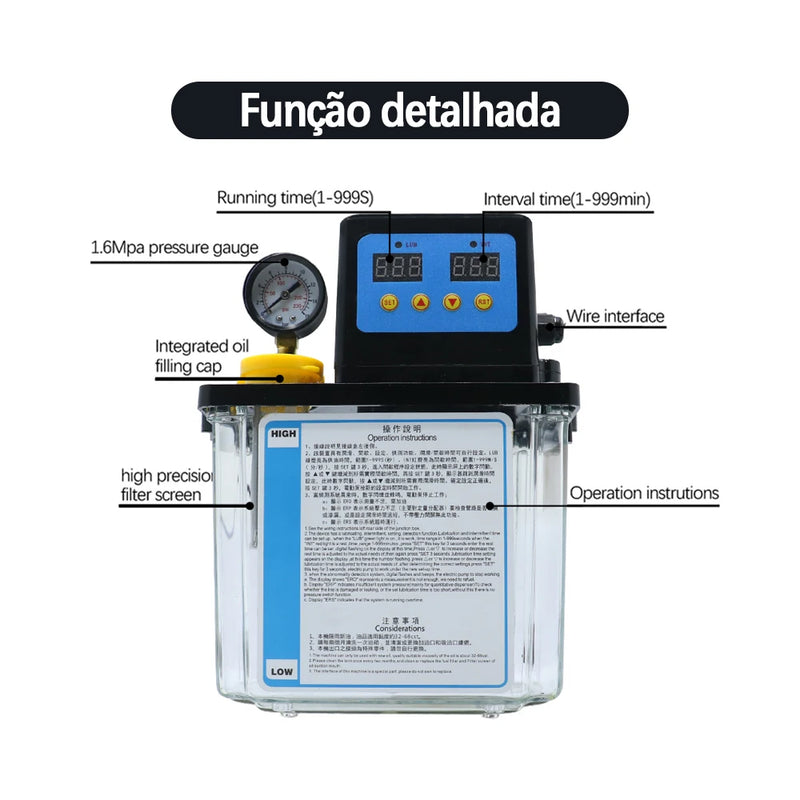 Brazil shipped 1L 2L lubricating oil pump automatic lubricating oil pump pressure gauge electromagnetic lubrication pump