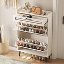 Vabches Shoe Cabinet with 2 Flip Drawers Freestanding Shoe Storage Cabinet Wood Slim Shoe Organizer Cabinet for Entryway Hallway