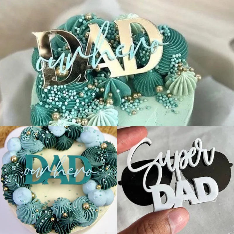 10Pcs Acrylic Dad Birthday Cakes Topper for Father's Day Party DIY Baking Cupcake Decor Tools Happy Birthday Decoration Supplies