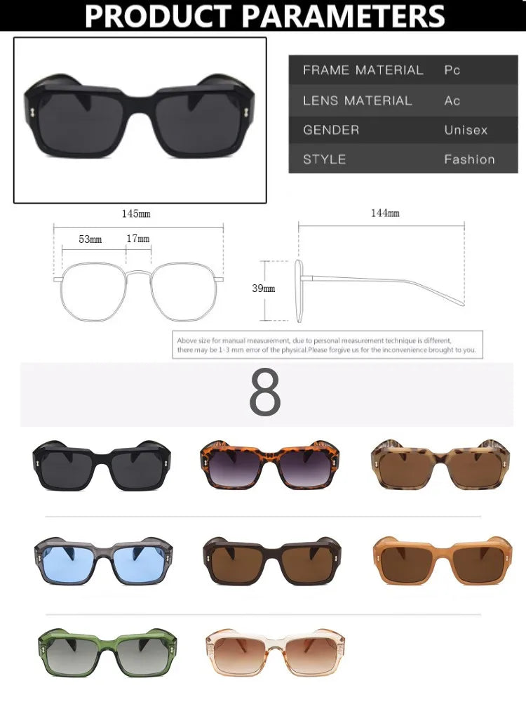 Square Sunglasses Men Luxury Brand Glasses Men Luxury Brand Eyeglasses Men Gradient Shadow for Women Gafas De Sol Para Hombre