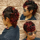 Short Synthetic Black and Burgundy Wig Short Curly 2 Tones Wigs For Black Women Natural Short Hair Wig