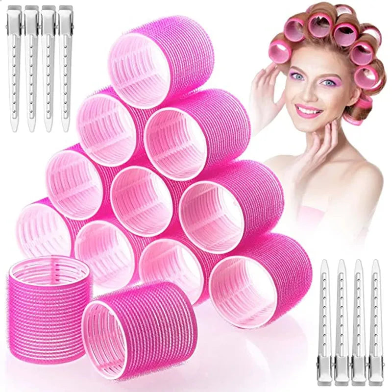 Self-Grip Hair Rollers Heatless Hair Curlers No Heat Hair Bangs Volume Self-adhesive Hook & Loop DIY Styling Tools