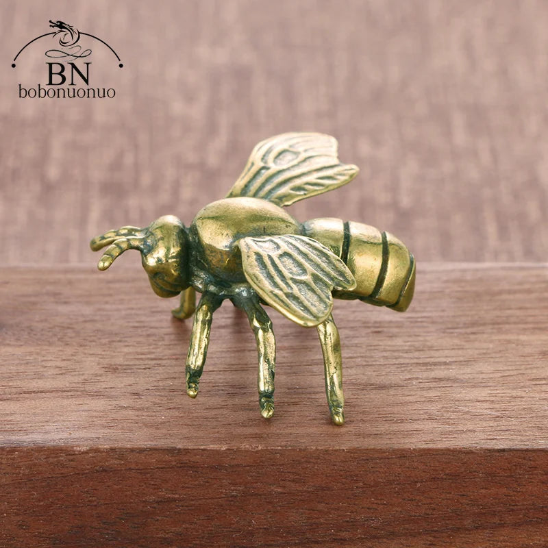 Solid Brass Honeybee Insect Figurines Miniature Tea Pet Funny Beetle Craft Collection Desktop Small Ornaments Home Decorations