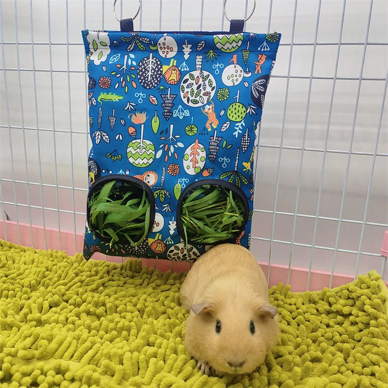 Hanging 2/3 Holes Hay Bag for Bunny Guinea Pigs Small Animal Feeder Rabbit Food Dispensers Bag Cage Accessories Pet Feeding Bag