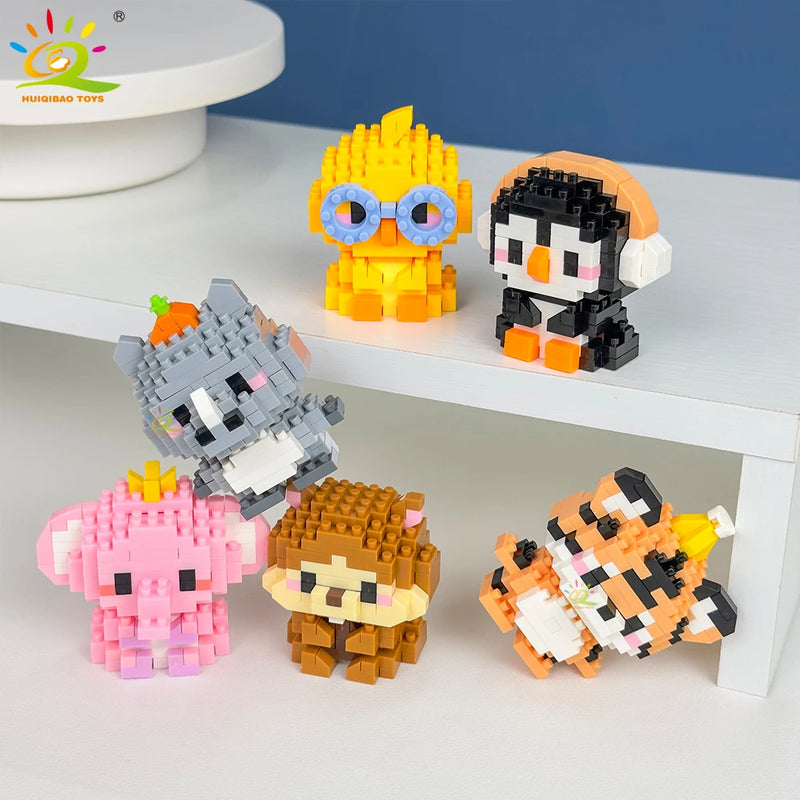 HUIQIBAO Mini Cute Anima Micro Building Blocks 3D Diamond Model LION Bricks DIY City Construction Toys for Children Kids Gift