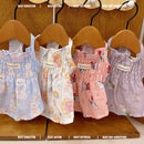 Pet Clothes Dogs Cats Spring and Summer Cute Cartoon Cotton Home Parent-child Clothing Teddy Bear Flower Dress Dog Cooling Vest