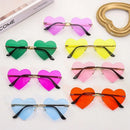 Trendy Party Cosplay Costume Metal Sun Glasses Rimless Heart Sunglasses Heart-Shaped Pink Hippie Sunglasses