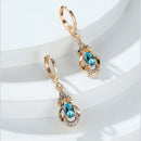 Trendy Luxury Rainbow Crystal Hoop Earrings Dainty Champagne Gold Color Stud Earrings For Women Engagement Wedding Jewelry Gift