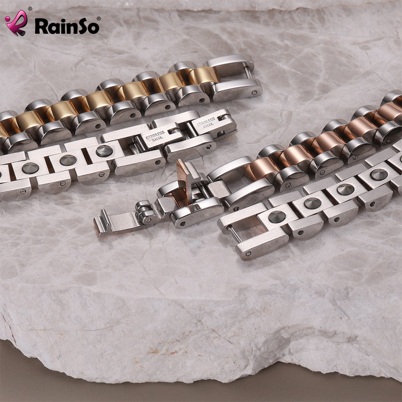 RainSo 99.999% Pure Germanium Bracelet for Women Korea Popular Stainless Steel Health Magnetic Germanium Energy Couple Jewelry