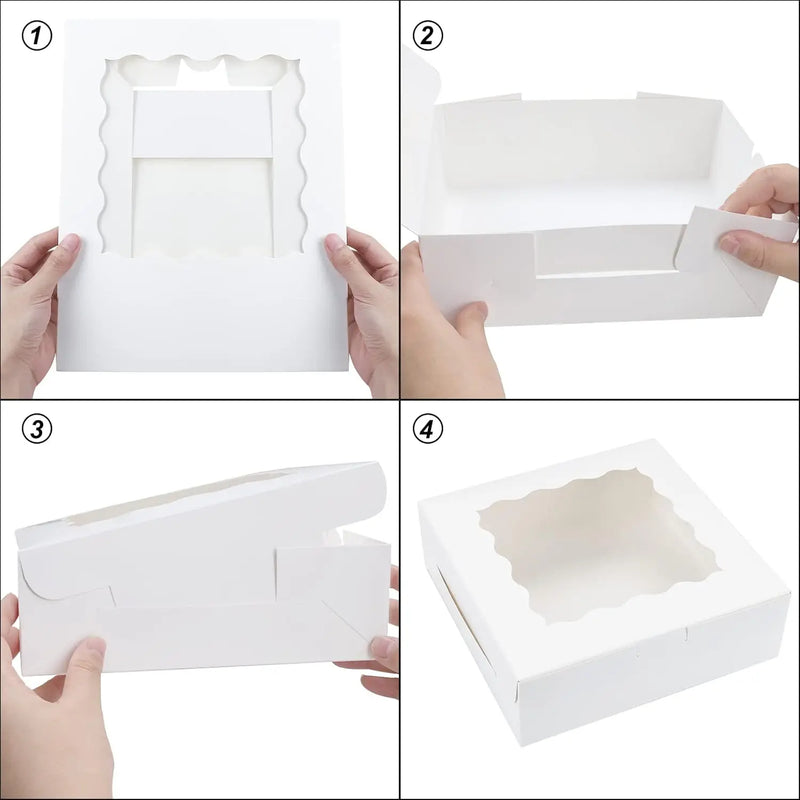 Multi pcs Cookie Boxes with Window White Treat Boxes Pie Boxes Pastry Boxes for Donuts, Chocolate Strawberries Birthday Party