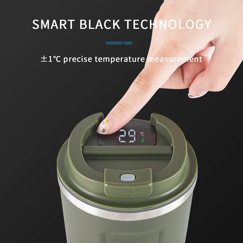 Stainless Steel Vacuum Insulated Travel Coffee Mug, Led Temperature Display Insulated Tumbler, Leak Proof with Lid 510ML