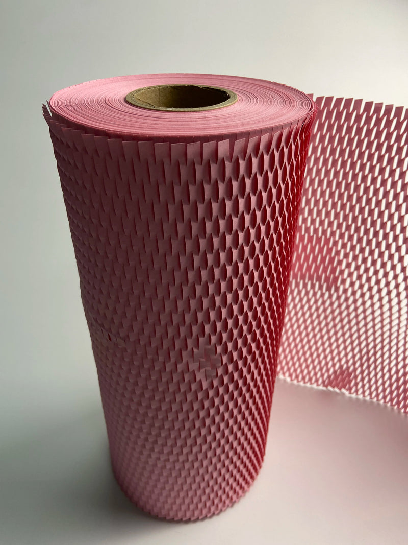 Pink Packaging Paper  Honeycomb Cushioning Roll Perforated-Packing Recycled Cushion Wrapping Roll Eco Friendly Moving Green Wrap