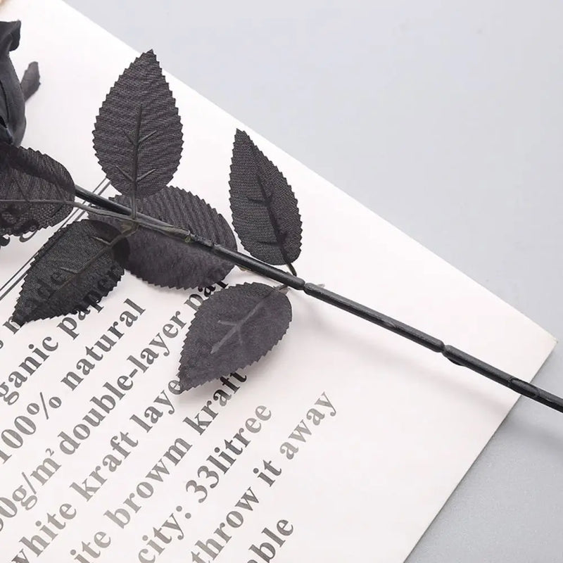 5pcs Silk Black Rose Artificial Flower Head Bouquet Home Living Room Weeding Chritmas Decoration New Year Decoration