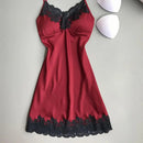 Summer Ice Silk Nightgown Women Sexy Backless Pajamas Thin Stain Lace Patchwork Sleepwear Nighty Gown Female Night Wear 잠옷