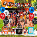 112PCS Wrestling birthday party supplies,Wrestling Boxirng Match party including plates,cake topper,banner,ect birthday party