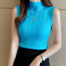 Blouse Women Blusas Mujer De Moda 2022 Verano Sleeveless Knitted Blouse Shirt Women Tops Turtleneck Blouse Women Blouses S-3XL