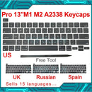 New Laptop A2338 Keycap Keys key Cap Keyboard Russian RU US UK French Spain Germany Italy For Macbook Pro Retina 13" M1 M2