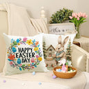 Easter Cute Bunny Print Pattern Home Decor Pillowcase Bedroom Living Room Sofa Decoration Polyester Cushion Cover with Zipper