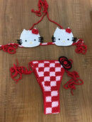 Lady's Cute Crochet Bikini Set 2 Pieces Bathing Suit Sexy Micro Bikinis 2024 Ties Swimsuit Thong Swimwear Women Swimming Suit