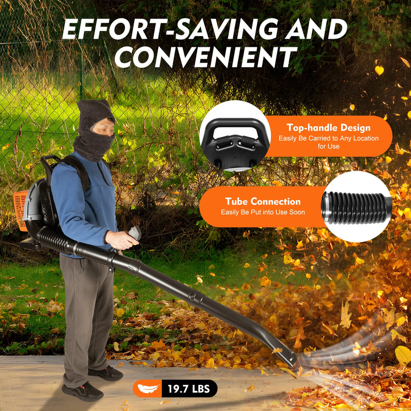65CC 2Stroke 2.7KW  Petrol Backpack Gas Powered Leaf Blower Commercial Lawn Blower for Outdoor Garden Grass Clean