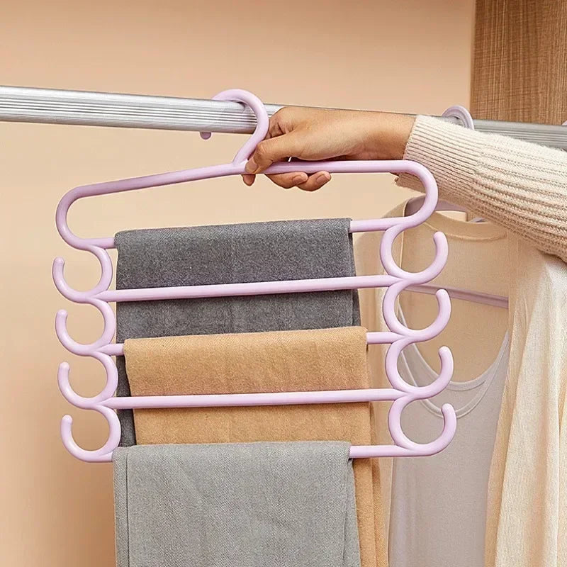 5 Layers Clothes Hangers Trousers Pants Hangers Towel Scarfs Racks Closet Storage Organizers Clothes Storage Organization