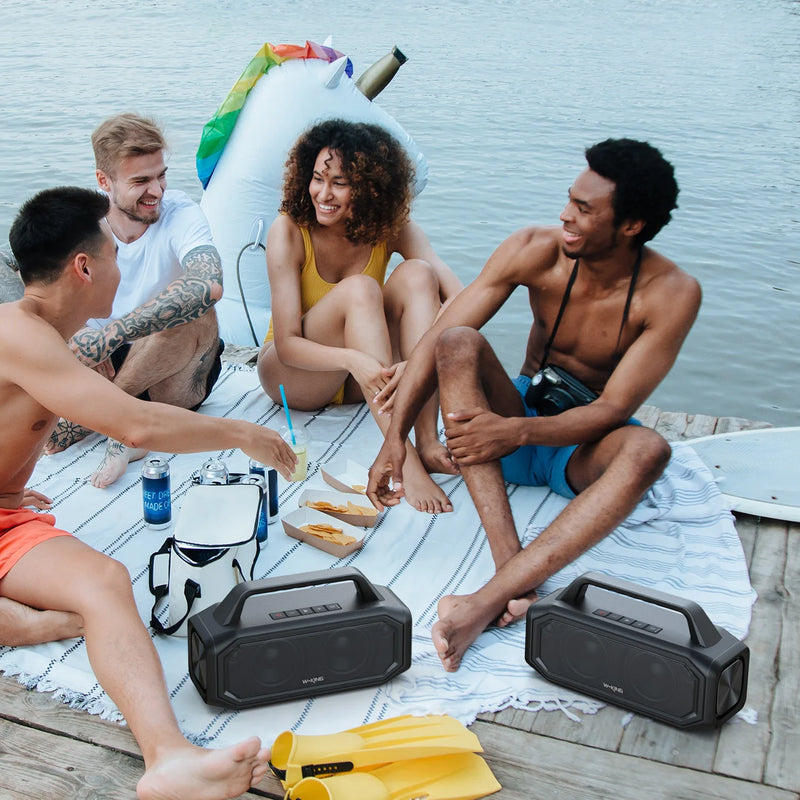 W-KING 80W Speakers Bluetooth Wireless, Portable Outdoor Speakers Loud with Bass Boost, Stereo Pairing, Reverse Charging, IPX6 W