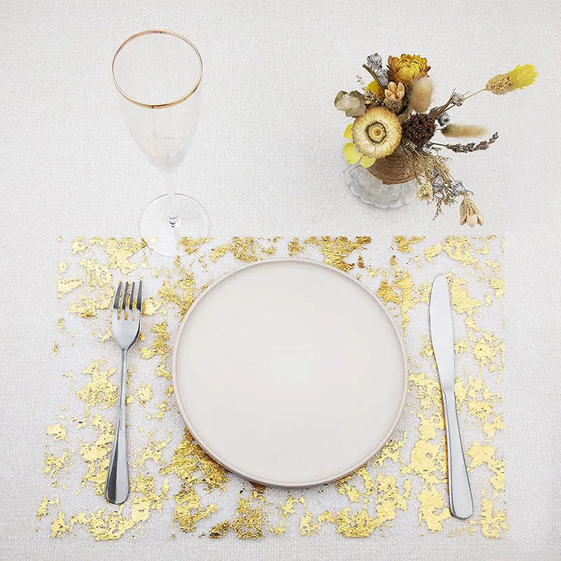 11x108 Inch  Metallic Gold Sequin Glitter Thin Mesh Table Runner Roll For Wedding Birthday Party Easter Eid Mubarak Table Decor