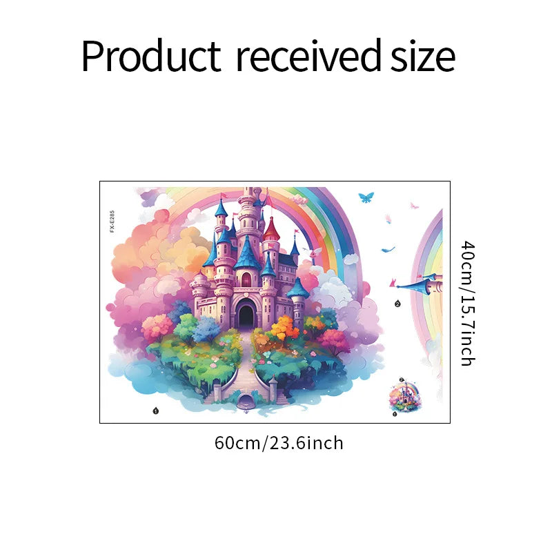 Rainbow Castle Vinyl Child Wall Sticker For Baby Room Decor Bedroom Accessories Furniture Sticker Adhesive Wallpaper Wall Decor