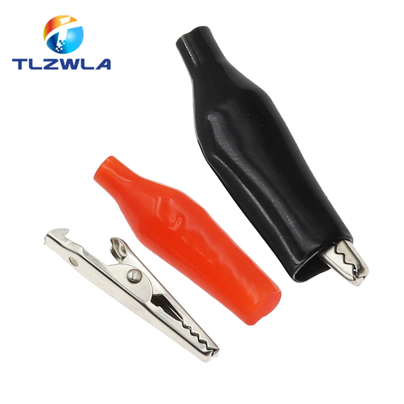 10PCS 28MM 35MM 45MM Metal Alligator Clip Crocodile Electrical Clamp Testing Probe Meter Black Red with Plastic