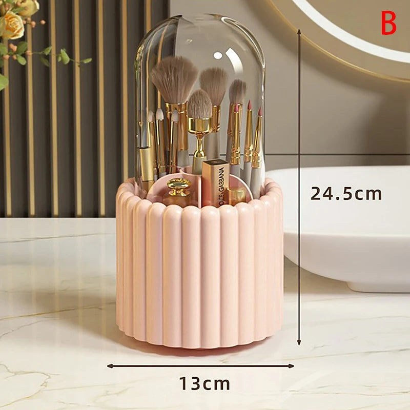 360° Rotating Makeup Brushes Holder With Lid Lipstick Organizer Cosmetic Storage Make Up Tools Box Jewelry Pencil Case Container