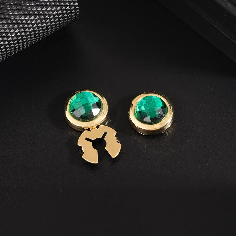 Luxury Rhinestone Button Cap Non-French Shirts Clamshell Cufflinks Round High-end Men's Shirt Buttons Accessories Gifts for Men